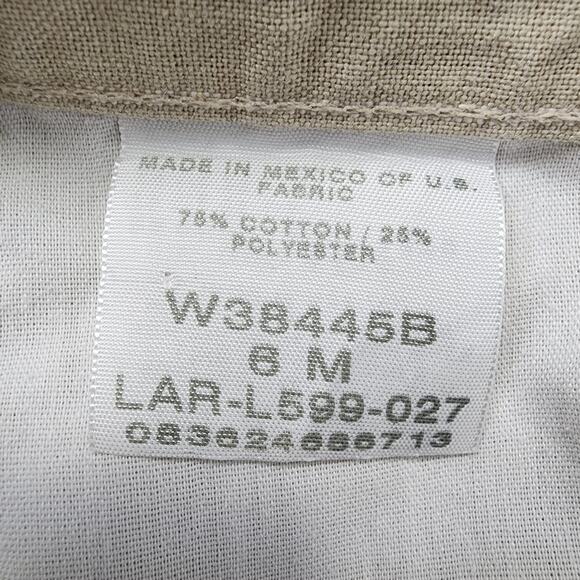 Riders Casual Pants Womens 6 Tan White Striped Mid Rise Crop Capri Straight Leg - Picture 4 of 10